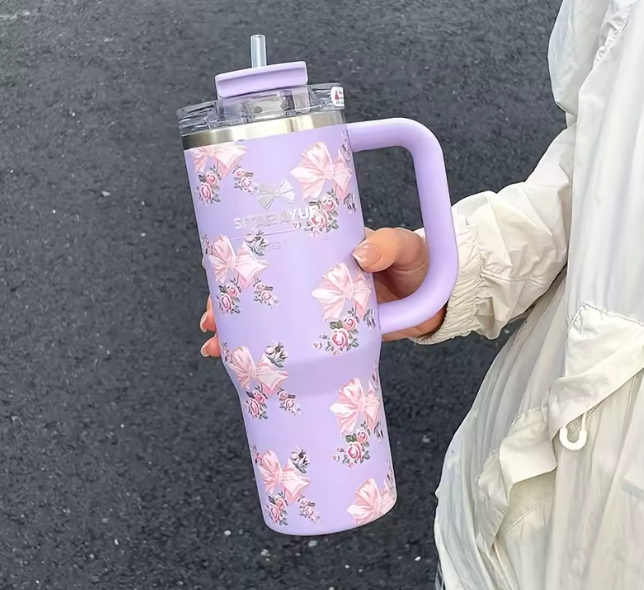 STANLEY Floral Quencher H2.0 Tumbler with Handle and Straw | Flowstate 3-Position Lid | Cup Holder Compatible for Travel | Insulated Stainless Steel Cup | BPA-Free