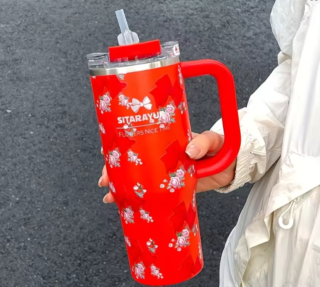 STANLEY Floral Quencher H2.0 Tumbler with Handle and Straw | Flowstate 3-Position Lid | Cup Holder Compatible for Travel | Insulated Stainless Steel Cup | BPA-Free