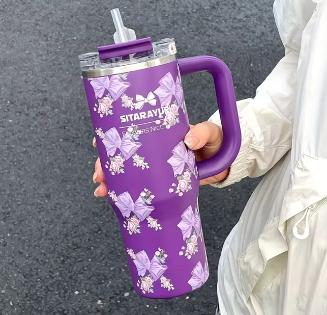 STANLEY Floral Quencher H2.0 Tumbler with Handle and Straw | Flowstate 3-Position Lid | Cup Holder Compatible for Travel | Insulated Stainless Steel Cup | BPA-Free