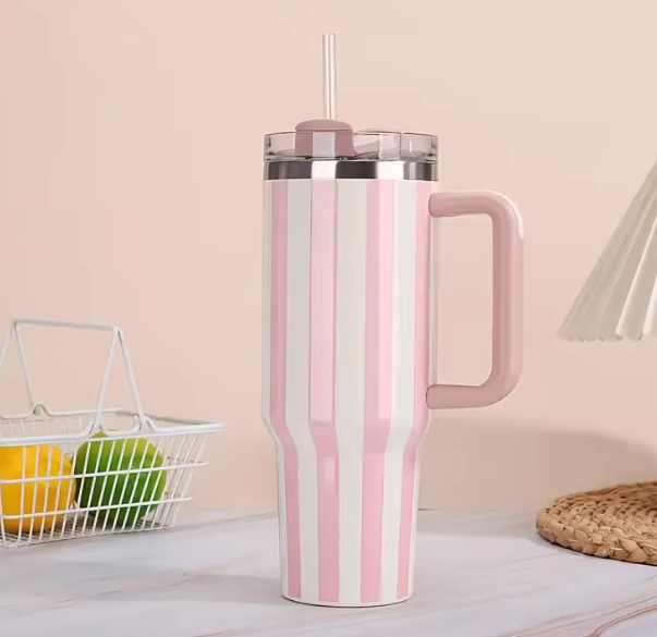 STANLEY Stripped design Quencher H2.0 Tumbler with Handle and Straw | Flowstate 3-Position Lid | Cup Holder Compatible for Travel | Insulated Stainless Steel Cup | BPA-Free